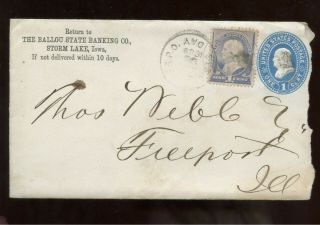 Us Iowa Advertising Cover (ballou State Banking) 1889 Storm Lake,  Long Letter