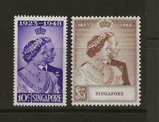 Singapore - - 21 - 22 Kgvi 1948 Royal Silver Wedding - - Avf Nh Og - - Cv $116