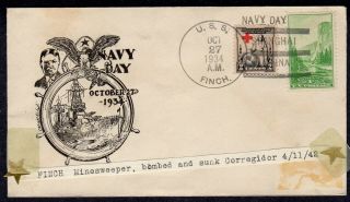 1934 Uss Finch (am - 9) Navy Day At Shanghai China - Sunk 1942 Pc949