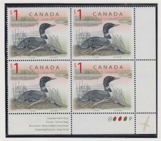 CANADA PLATE BLOCKS 1687MNH $1.  00 x 16 WILDLIFE DEFINITIVES - LOON,  CBN P PAPER 5