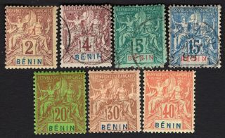 Benin 1894 Group Of 7 Stamps Mi 31 - 33,  35 - 36,  38 - 39 Mh/used Cv=63€