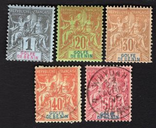 Benin 1893 Group Of 5 Stamps Mi 17,  23,  25 - 27 Mh/used Cv=69€