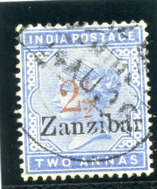 Zanzibar 1895 Qv 2½ On 2a Pale Blue Very Fine.  Sg 26.  Sc 30.