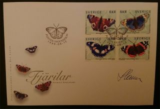 Sweden - Fdc Butterflies With Real Signature - Slania