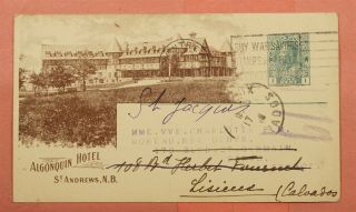 1919 Canada Pacific Railway Co Algonquin Hotel Advertising Postal Card