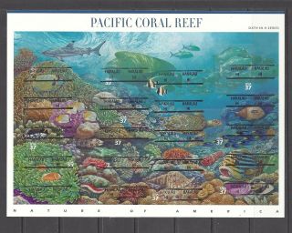 Hawaii Precancels: Pacific Coral Reef Full Pane (3831)
