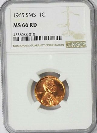 1965 P 1c Sms Lincoln Memorial Penny Ngc Ms66 Rd Gem Uncirculated Red Coin