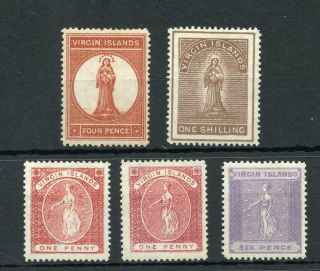 British Virgin Islands 1887 - 89 Set Of 4 Values Plus Shade Sg32/41 Mm Cat £116