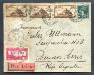 France To Argentina Air Cover 1931 Good Postage - V