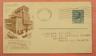 1923 Canada Pacific Railway Co Vancouver Hotel Advertising Postal Card Montreal