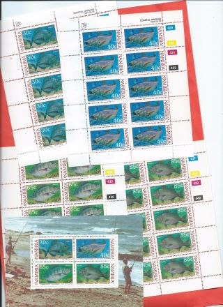 Namibia Stamps.  1994 Coastal Angling Set Mnh In Sheets Of 10,  Minisheet (a237)