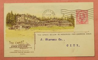 1912 Canada Pacific Railway Co Chalet Lake Louise Hotel Advertising Postal Card