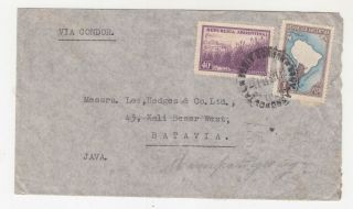 Argentina,  1937 Condor Airmail Cover To Neth.  East Indies,  Paris,  France Transit.