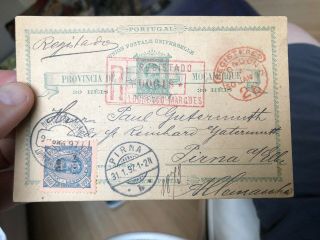 Registered Portugal Colonial Postcard Cover Lourenço Marques To Germany 1897