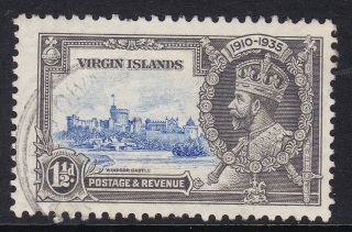 Virgin Is 1935 Silver Jubil11 1½d " Kite And Horizontal Log " Flaw,  Cat £275