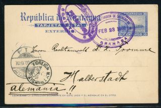 Nicaragua Postal History: Lot 60 1900 6c Momotombo Pc Granada - Halberstadt $$$
