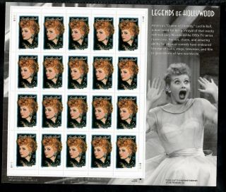 Us 3523 Mnh,  Lucille Ball Sheet,  Legends Of Hollywood Fv $6.  40 (2001)