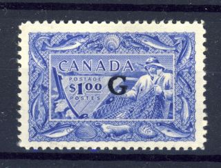 Canada G.  Overprint No.  027 - $1.  00 Fisherman,  Mh,  Vf G Imprint On Back Cv=$100.