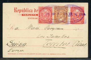 Nicaragua Postal History: Lot 54 1907 Uprated Revalued Pc Managua - Territet $$