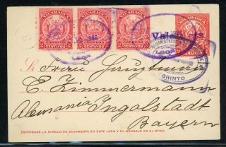 Nicaragua Postal History: Lot 51 1906 Uprated Revalued Pc Leon - Bavaria $$$