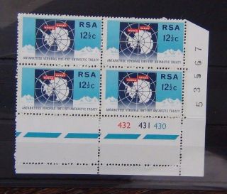 South Africa 1971 10th Anniversary Of Antarctic Treaty Set In Block X 4 Mnh