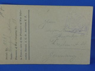 Usa Old Postcard Prisoners Of War Company No.  15 - No4164 Aef 1918 (n8/4)