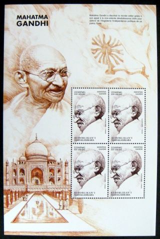1998 Mnh Madagascar Mahatma Gandhi Stamps Sheet Of 4 Independence Famous People