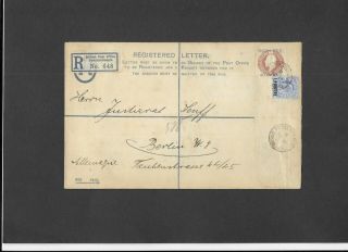 British Levant Stationery Kevii 3d Registered Envelope Constantinople To Germany