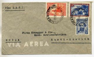 Argentina 1940 Wwii Lati Airmail Cover From Buenos Aires To Zurich Switzerland