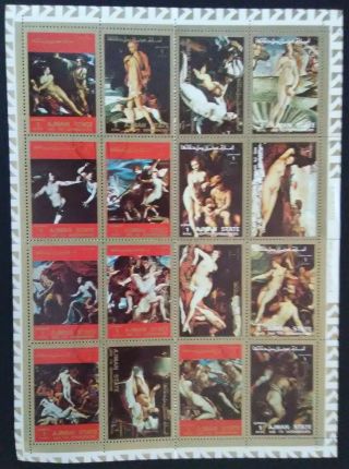 S&s Stamps Ajman Michel 2555a - 2570akb Complete Mini Sheet,  Nudes,  Cto,  Nh