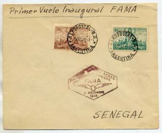 Argentina 1946 Fama First Flight Airmail Cover From Buenos Aires To Senegal