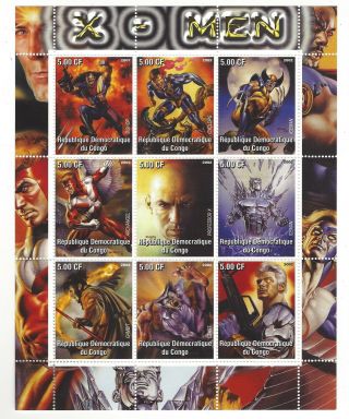 X - Men Mini - Sheet Of Stamps From Republique Of The Congo - Mnh