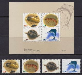 Guinea Bissau 1998 Marine Protection - Mnh Stamps & Miniature Sheet - (182)