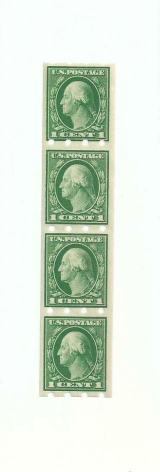 U.  S.  Stamps Scott 408 One Cent Washington Brinkerhoff Type 1 Perfs Strip Of 4