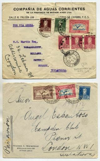 Argentina 1929 & 1930 Commercial Airmail Covers From Buenos Aires To England