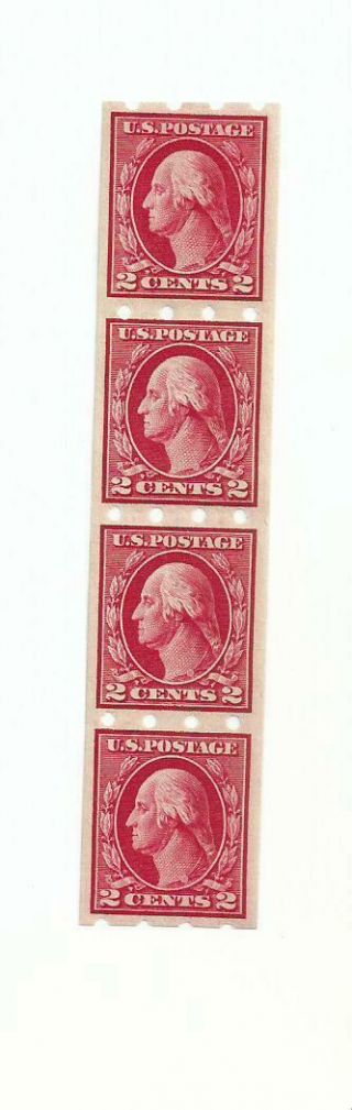 U.  S.  Stamps Scott 409 Two Cent Washington Brinkerhoff Type 1 Perfs Strip Of 4