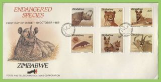 Zimbabwe 1989 Endangered Species,  Animals Set On First Day Cover