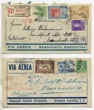 Argentina 1928 - 29 Trio Of Commercial Airmail Covers To Germany (one Registered)