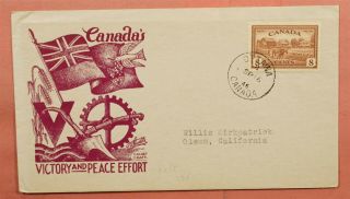 1946 Canada Fdc 8c Victory And Peace Effort Staehle Cachet