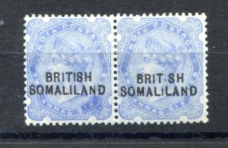 Somaliland Protectorate 1903 Qv 2½as.  Pair,  One Stamp “brit.  Sh” Variety.