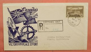 1946 Canada Fdc 14c Victory And Peace Effort Staehle Cachet
