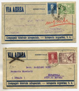 Argentina 1930 - 31 Trio Of Commercial Airmail Covers To Italy (one Registered)
