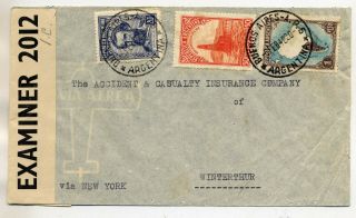 Argentina 1942 Airmail Cover Buenos Aires To Switzerland Censored In Bermuda