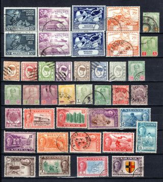 Malaya Straits Settlements 1896 - 1950 North Borneo Sarawak Johore Stamps