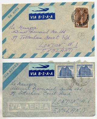 Argentina 1948 - 49 Quartet Of Bsaa Commercial Airmail Covers To England
