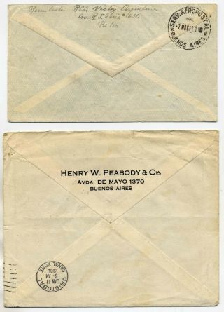 ARGENTINA 1930 - 31 PANAGRA FLOWN AIRMAIL COVERS FROM BUENOS AIRES TO USA 2