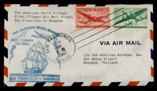 Dr Who 1947 First Flight San Francisco Ca To Bangkok Thailand Paa E68816