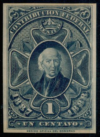 Ac34 Mexico Revenue Cf 66 1ctv 1887 - 88 Blackish Blue Mr $5 Stamp