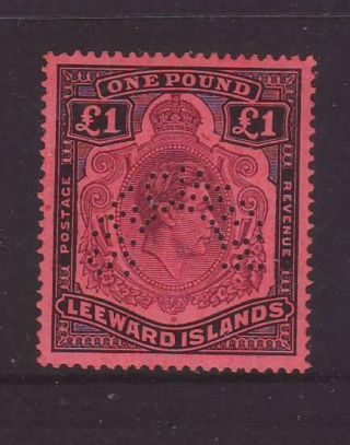 Leeward Island 1938 £1 Red & Black (top Value) Perforated Specimen Mlh