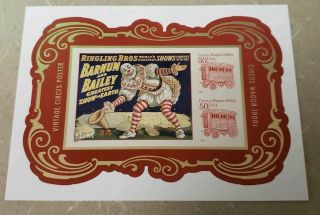 2014usa 4905c $2 Circus Poster - Souvenir Sheet Of 3 Imperf No Die Cuts